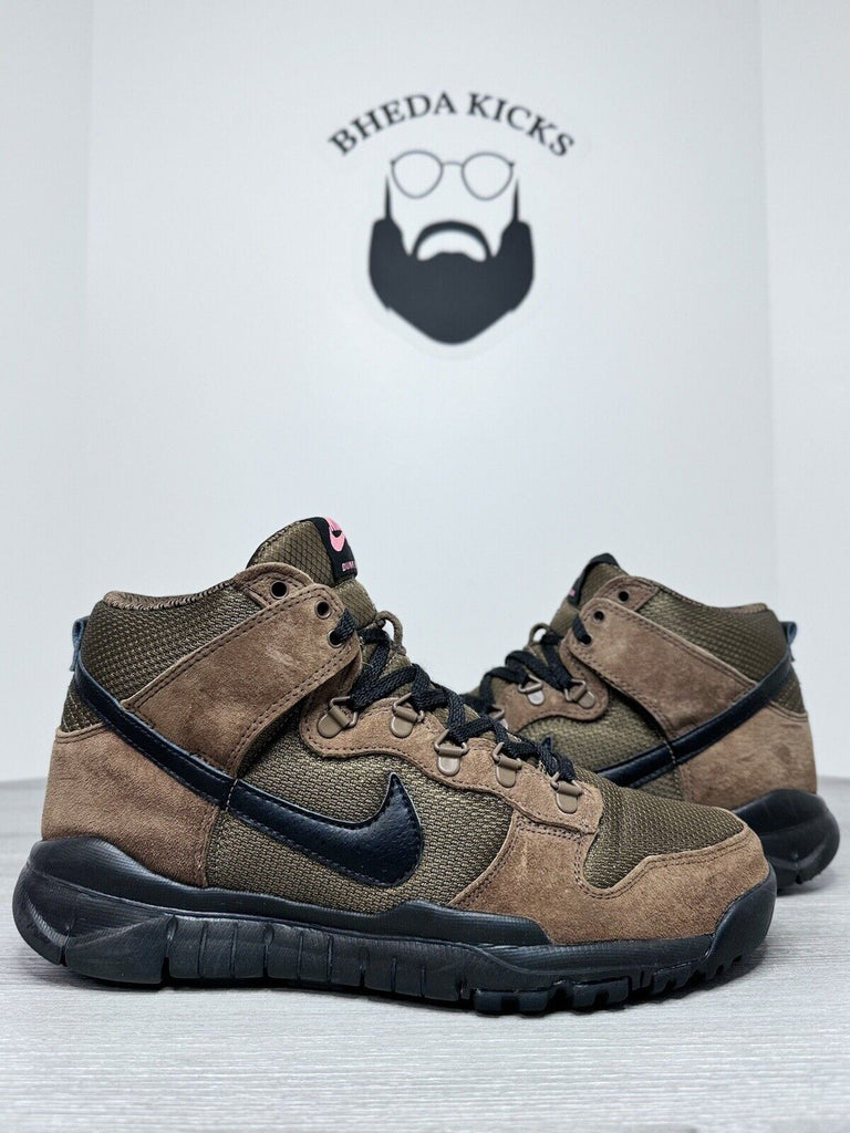 Size 10.5 - Nike SB Dunk High Military Brown Preowned Og 536182-203 Authentic