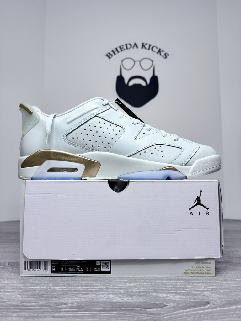 Size 14 - Air Jordan 6 Retro Low GC Spruce Aura Metallic Gold DH6928-073 Lunar