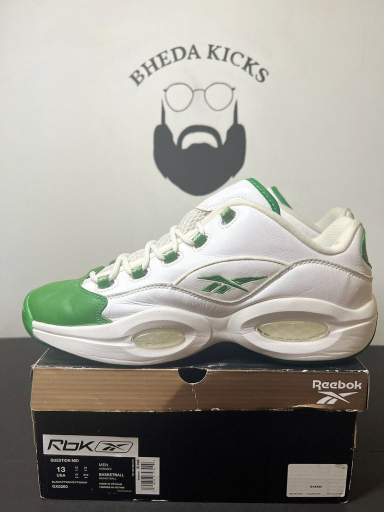 Reebok Question Low Green Toe White Allen Iverson GZ0367 Men's Shoes Size 13 Og