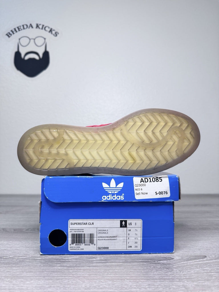 Size 8 - Adidas Superstar CLR Red Low Top Shell Toe Q23000 Men’s Preowned