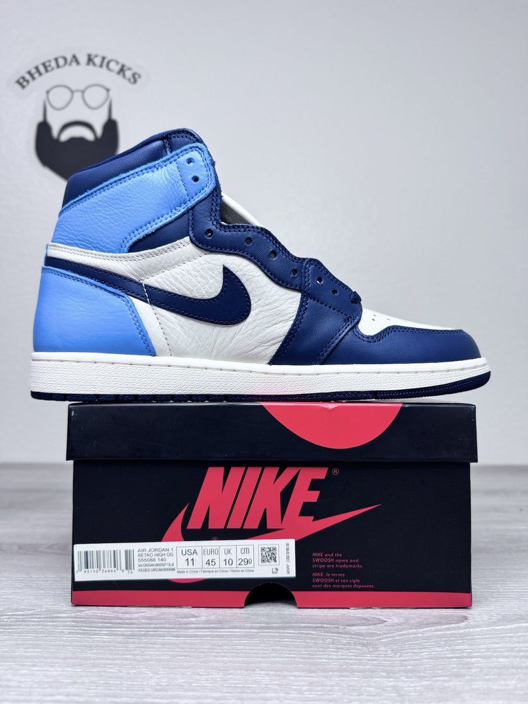 Size 11 - Jordan 1 Retro High Sail Obsidian UNC University Blue 555088-140 NEW