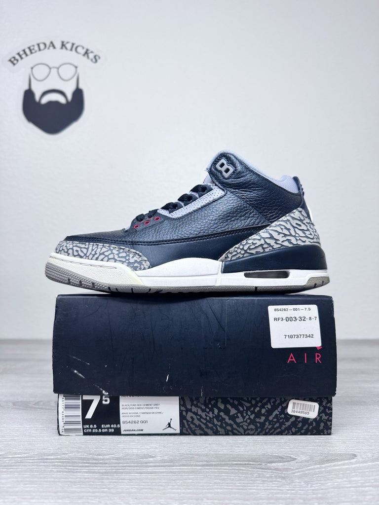 Size 7.5 - 2018 Nike Air Jordan 3 III Retro OG Black Cement 854262-001 Men's