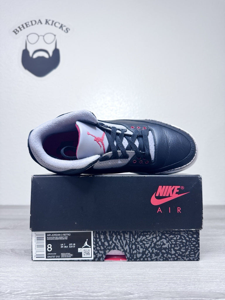 Size 8 - Air Jordan 3 Retro OG 2024 Black Cement DN3707-010 Preowned