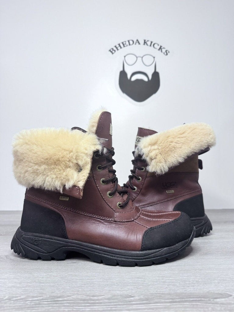 Size 9 - UGG Men Brown Waterproof Fur Vibram Leather Snow Boots S/N 5521