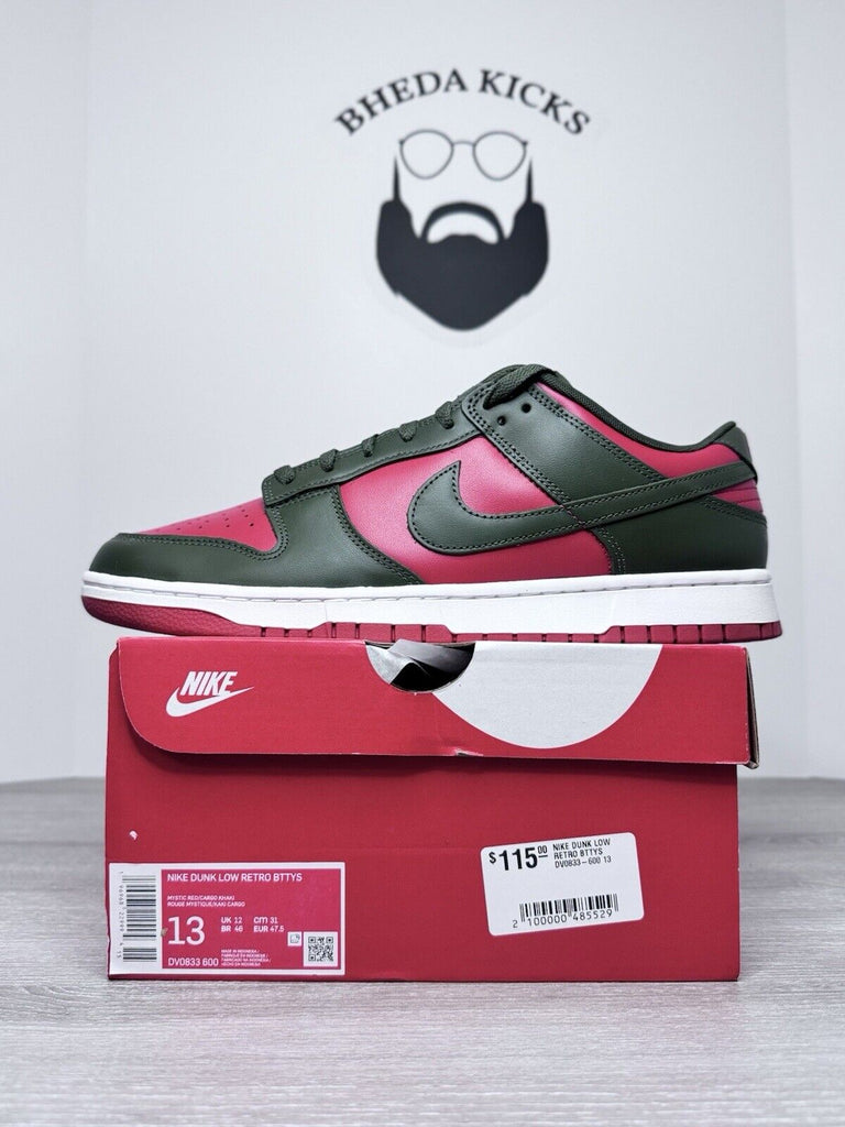 Size 13 - Nike Dunk Low Cargo Khaki Mystic Red DV0833-600 NEW DS