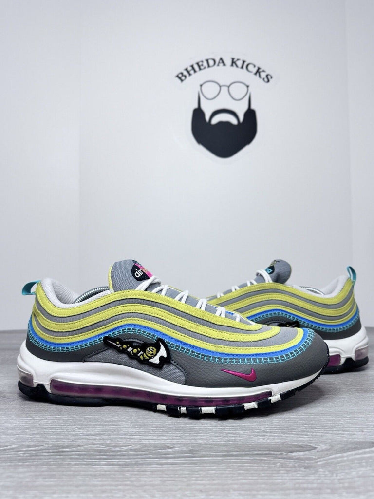 Size 13 - Nike Air Max 97 SE "Air Sprung" Iron Grey Celery DH4759-001 Preowned