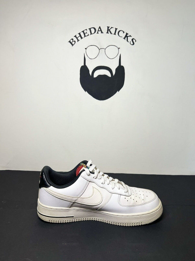 Nike Air Force 1 '07 LV8 3 Peace Love Swoosh White Mens Size 10 DM8148-100