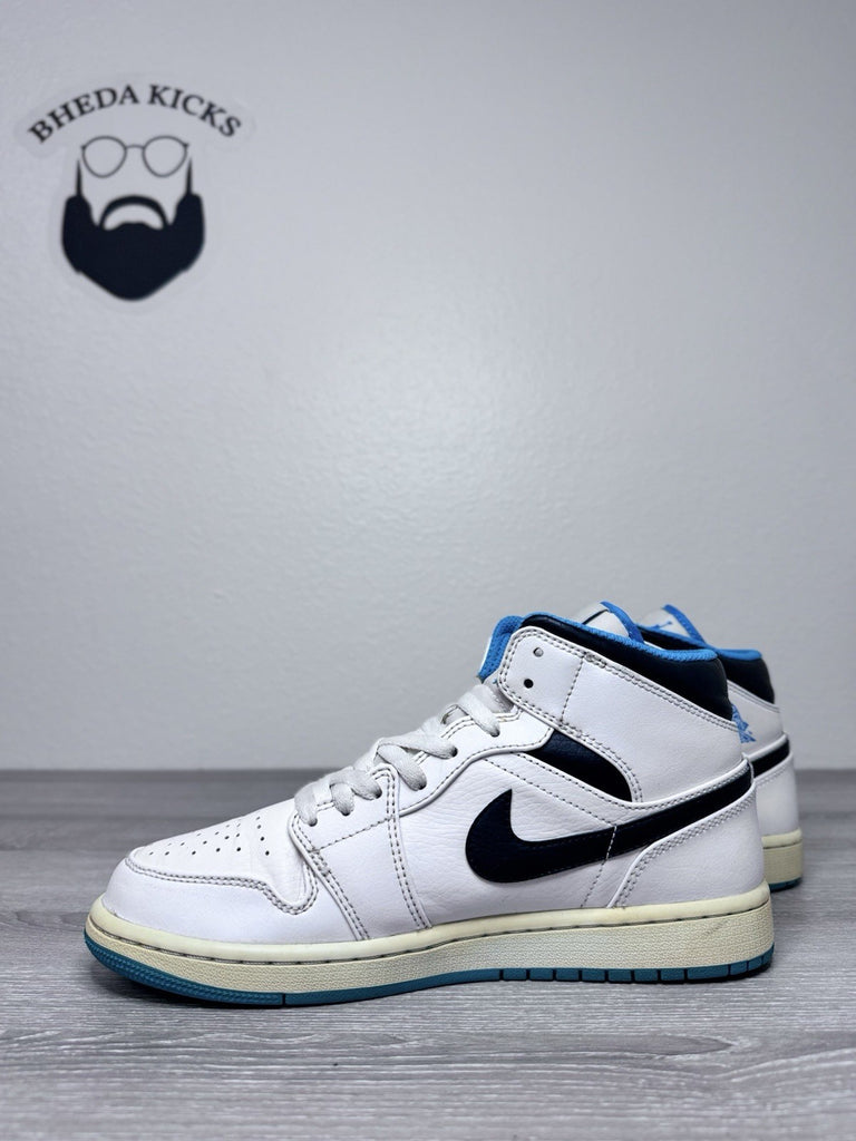 Size 8 - Air Jordan 1 Mid Laser Blue White Black Leather (554724-141)