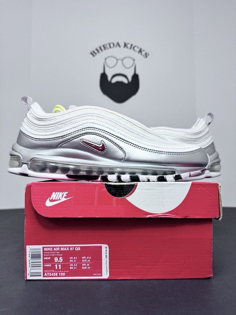 Nike Air Max 97 QS B-Sides White Silver Running Shoes AT5458-100 Men’s Size 9.5