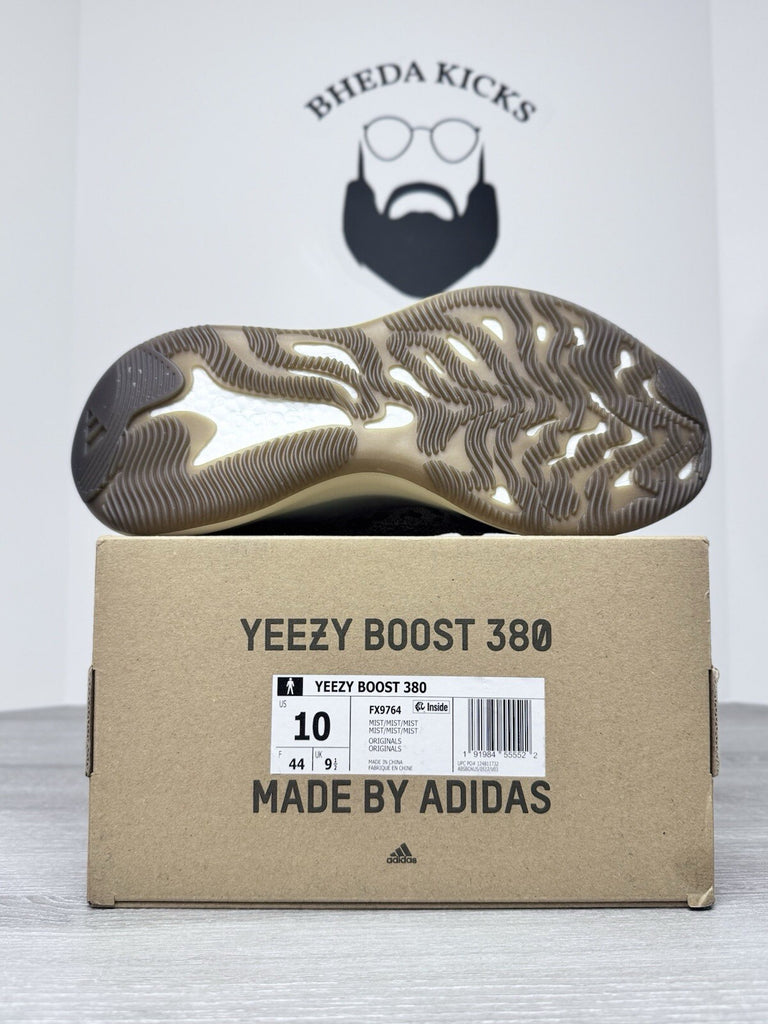 Size 10 - Adidas Originals Yeezy Boost 380 Mist Mens FX9764 Non-Reflective NEW