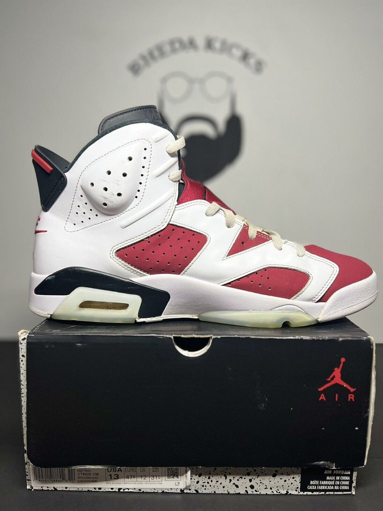 Air Jordan 6 Retro Carmine Size 13 384664 160 White Red Black Preowned Og MJ