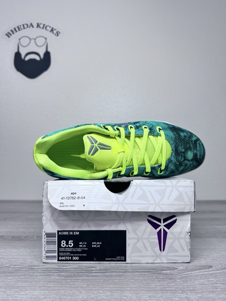 Size 8.5 - Nike Kobe 9 EM Easter Volt 2014 646701-300 Black Mamba Basketball