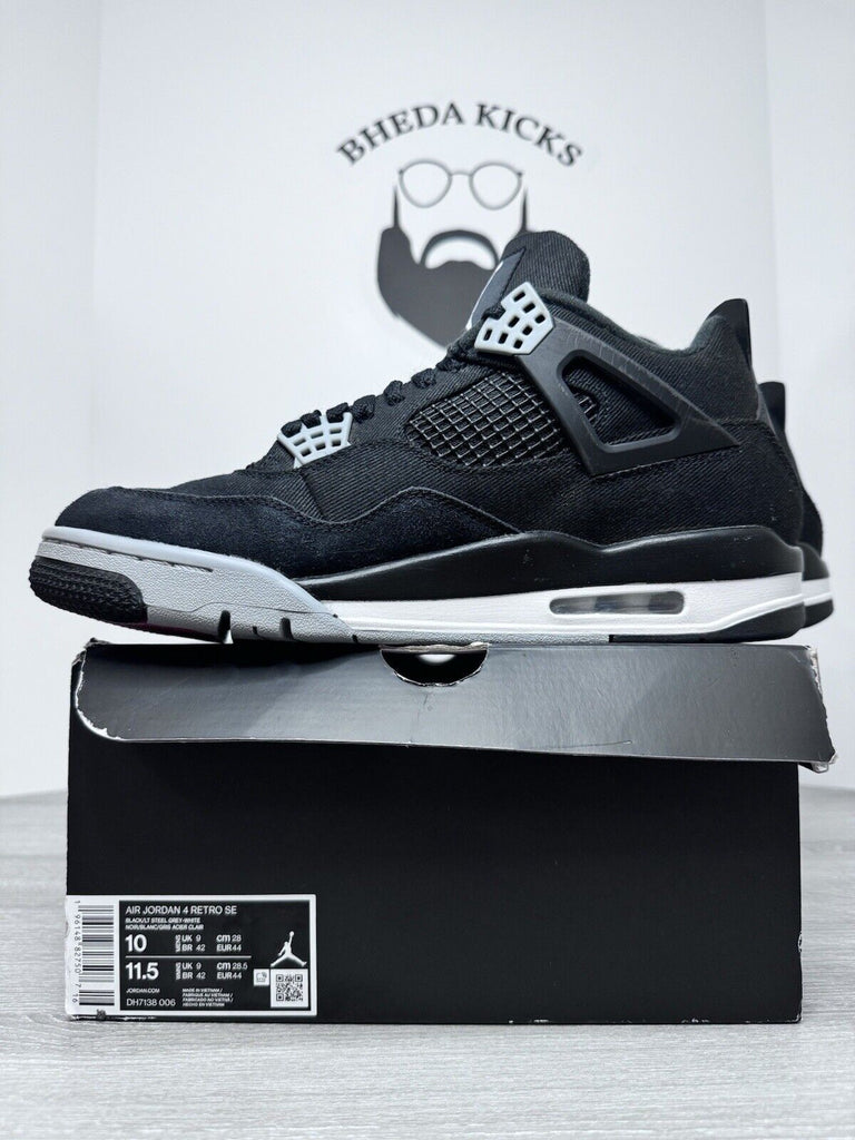 Size 10 - Jordan 4 Retro SE Mid Black Canvas DH7138-006 Preowned Og Rare