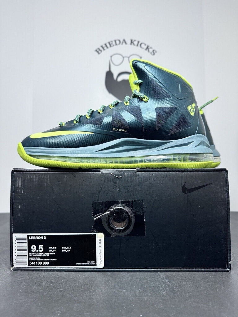 NEW Nike Lebron X Seaweed Atomic Green Shoes Sneakers 541100-300 Men’s Size 9.5