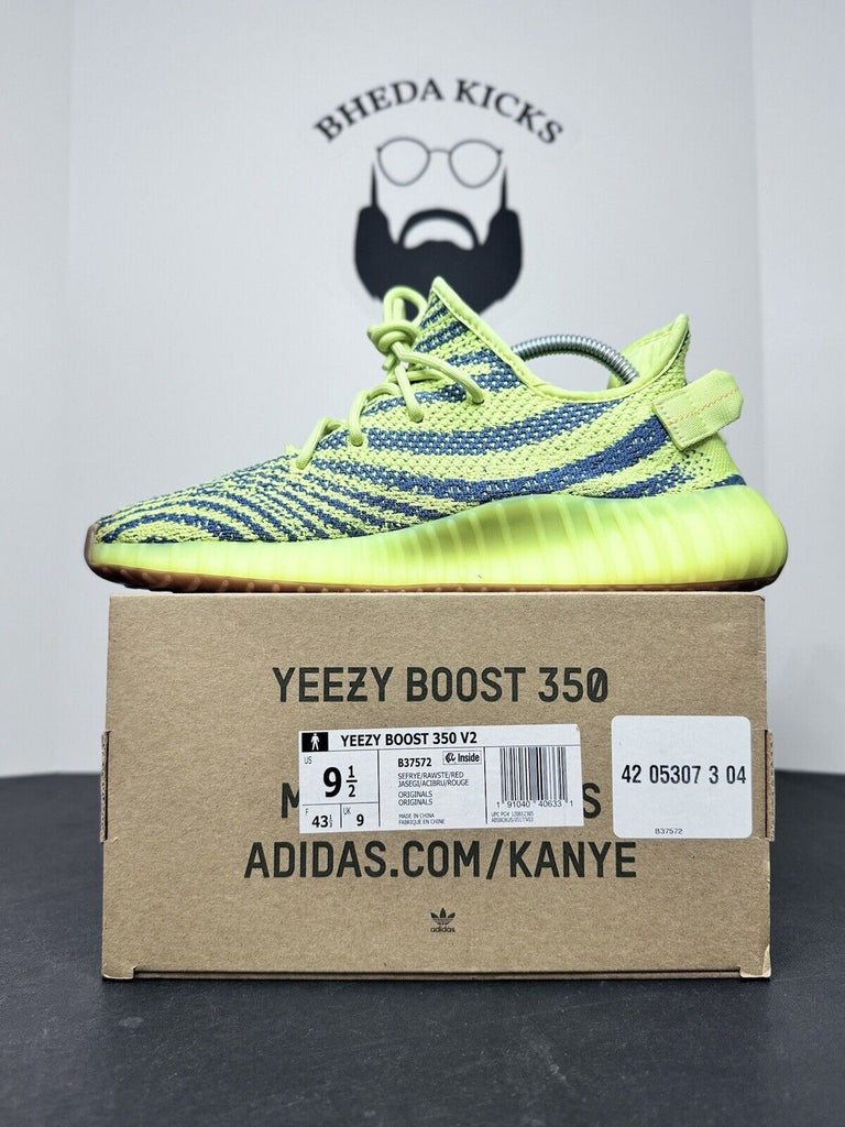 Adidas Yeezy Boost 350 V2 Semi Frozen Yellow Green B37572 Men’s Size 9.5