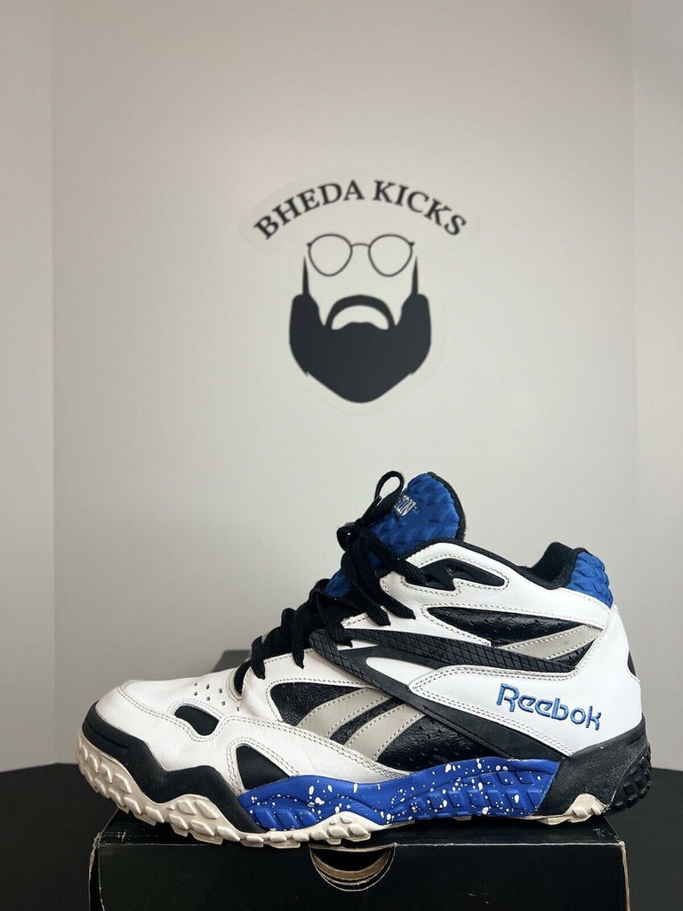 Reebok Scrimmage Mid White Black Blue Preowned Authentic 2248120 Men’s Size 12