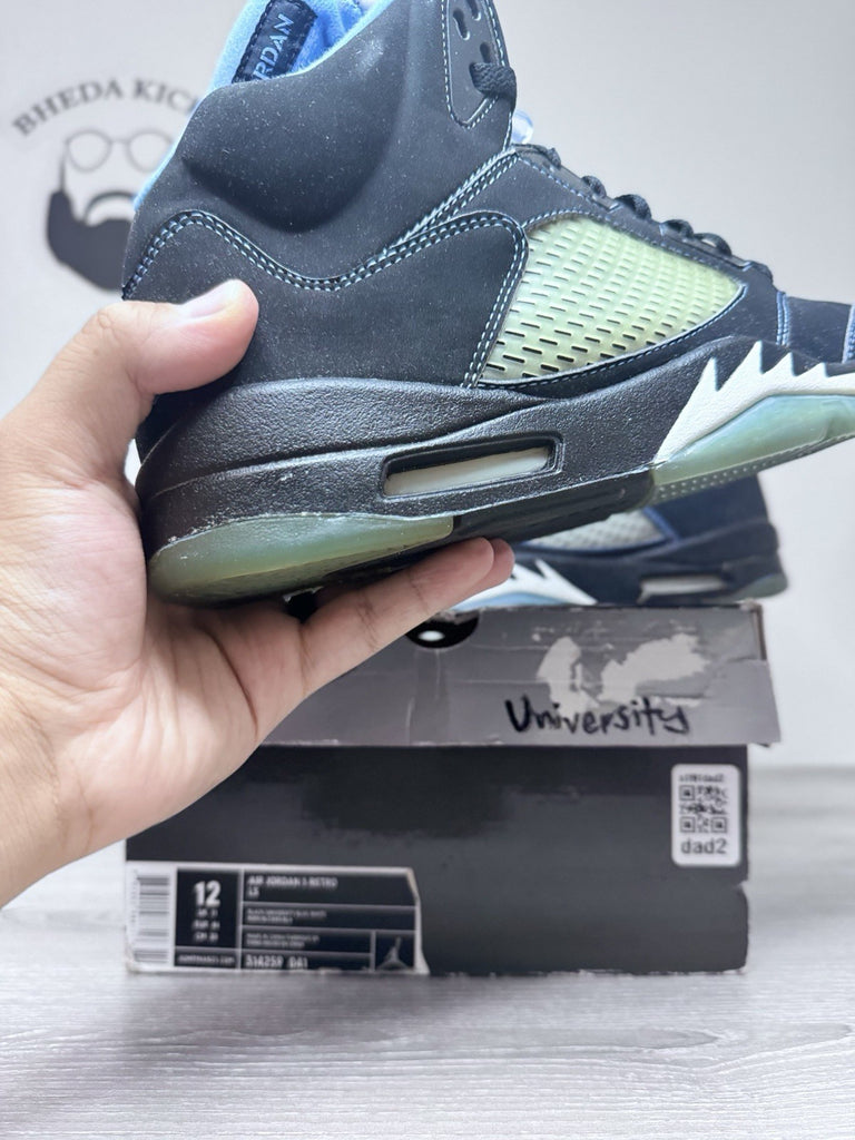 Size 12 - Nike Air Jordan LS Retro 5 V Black University Blue 314259-041 Preowned
