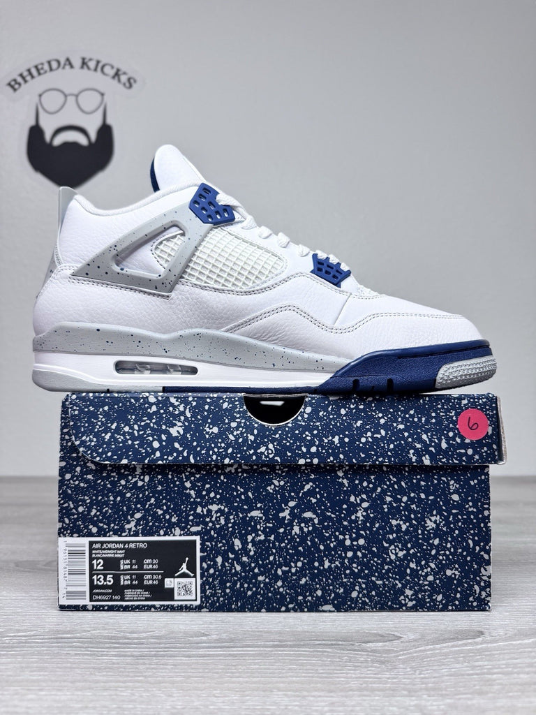 Size 12 - Nike Air Jordan 4 Retro Midnight Navy White DH6927-140 Men’s Brand New