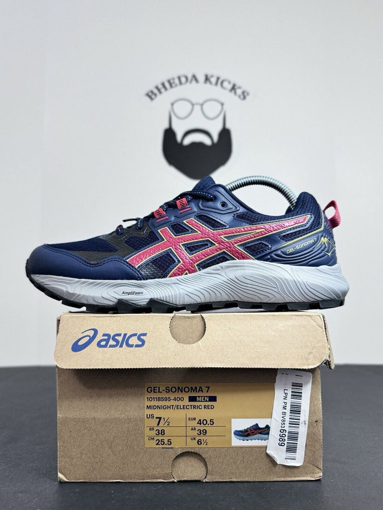 NEW DS ASICS Gel Sonoma 7 Midnight Electric Red 1011B595-400 Men’s Size 7.5