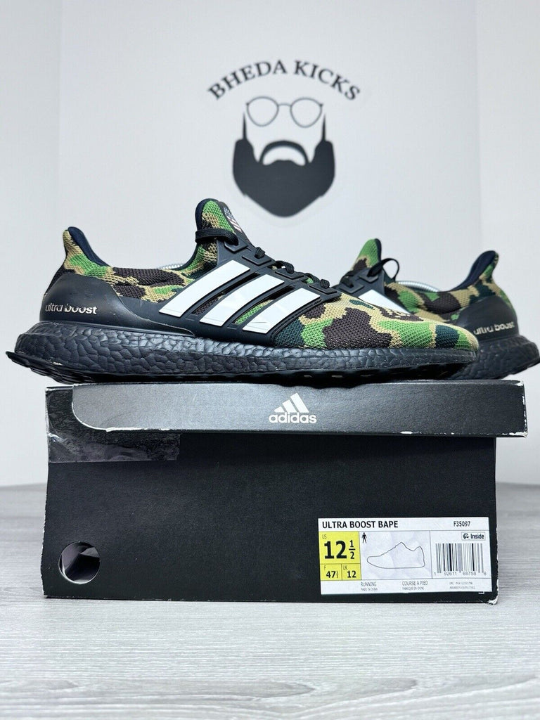 Size 12.5 - Adidas Ultra Boost 4.0 Bape Camo F35097 Preowned Rare Og Sneaker