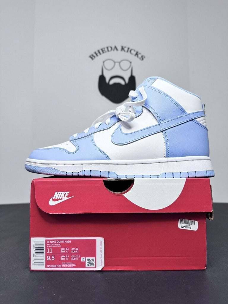 NEW DS Nike Dunk High Athletic Shoe Womens DD1869-107 White Blue Size 11W/9.5M