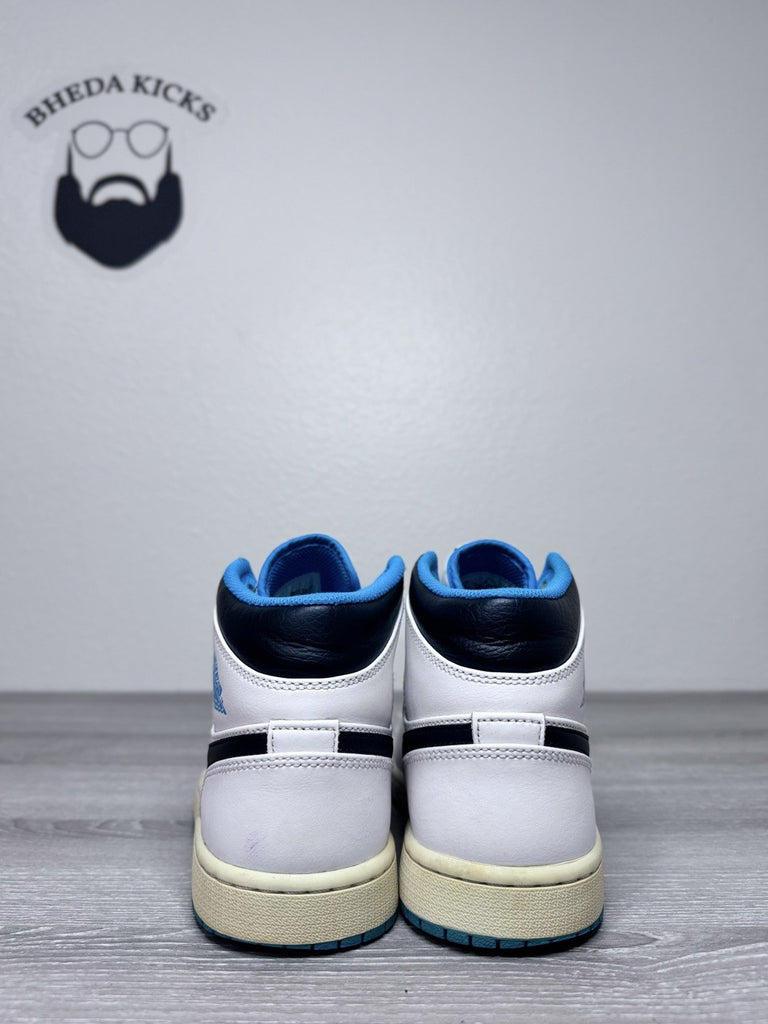 Size 8 - Air Jordan 1 Mid Laser Blue White Black Leather (554724-141)