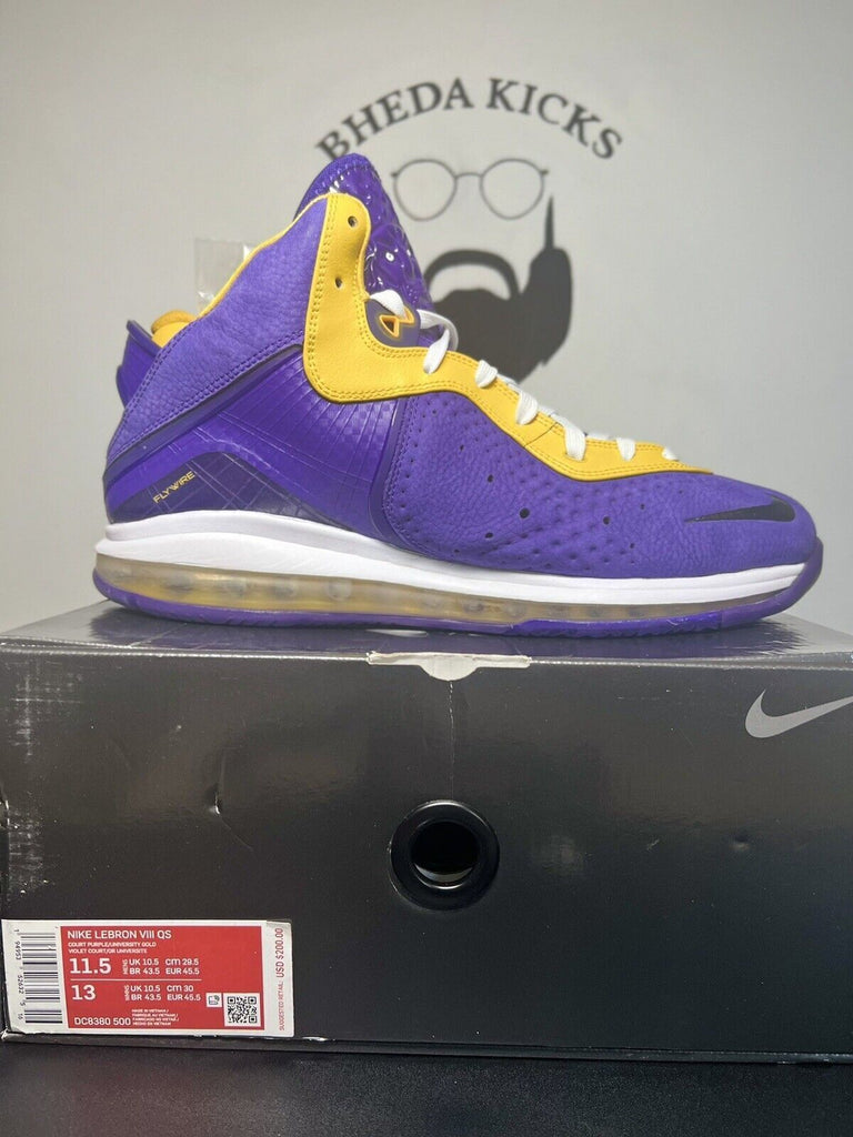 Nike LeBron VIII 8 Lakers QS Court Purple Yellow DC8380-500 Men’s Size 11.5 Og