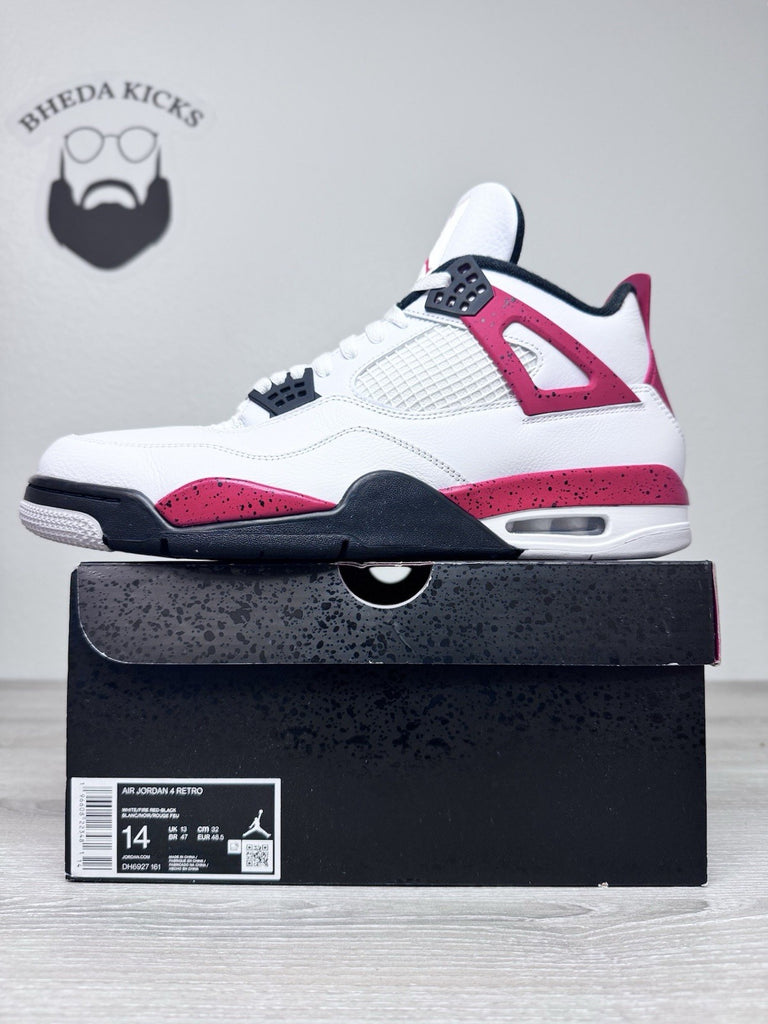 Size 14 - Nike Air Jordan 4 Retro White Fire Red Black DH6927-161 Red Cement