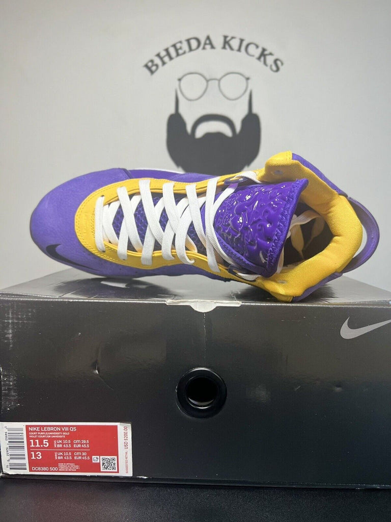 Nike LeBron VIII 8 Lakers QS Court Purple Yellow DC8380-500 Men’s Size 11.5 Og