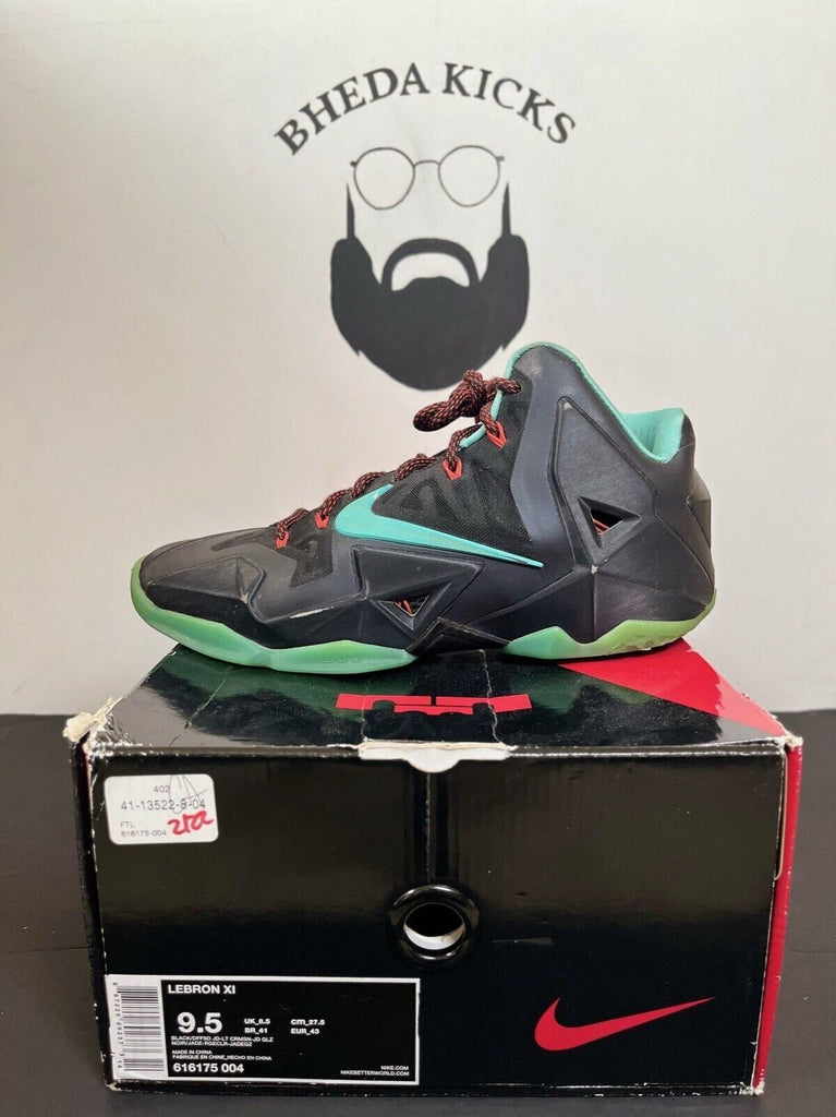 NIKE LEBRON XI (11) "JADE" Men's Size 9.5 (616175-004) 2014 Preowned Authentic