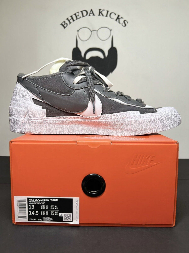 Size 13 - Nike Blazer Low Sacai Iron Grey DD1877-002 Preowned Authentic