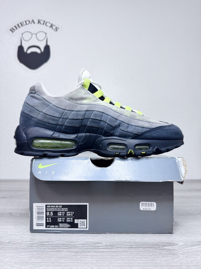 Size 9.5 - Nike Air Max 95 OG 2020 Neon CT1689-001 Preowned Authentic Og
