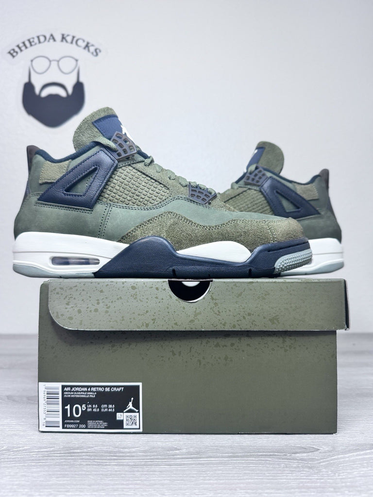 Size 10.5 - Nike Air Jordan 4 Retro Craft Olive FB9927-200 OG Bred Green Cement