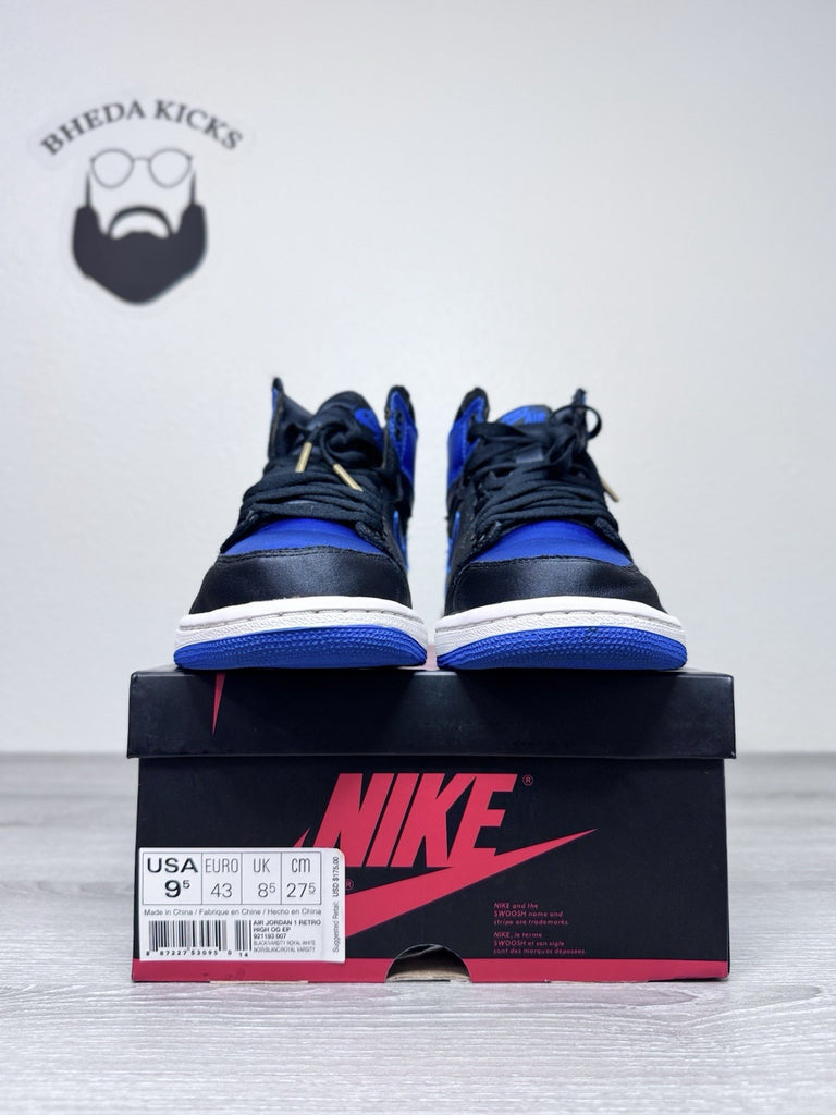 Size 9.5 - Nike Air Jordan 1 Retro Satin Royal 2017 921193-007 Preowned Rare