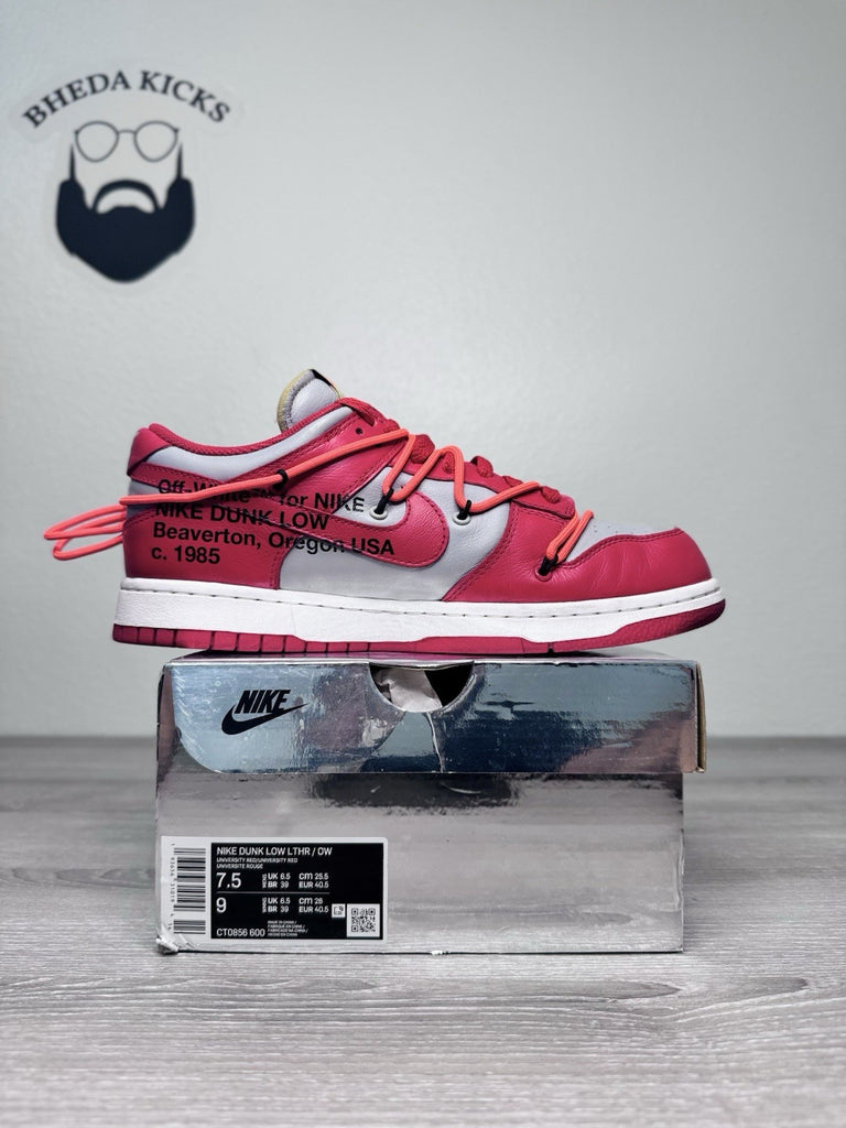 Size 7.5 - Off-White Nike Dunk Low “University Red” CT0856-600 Preowned CLEAN
