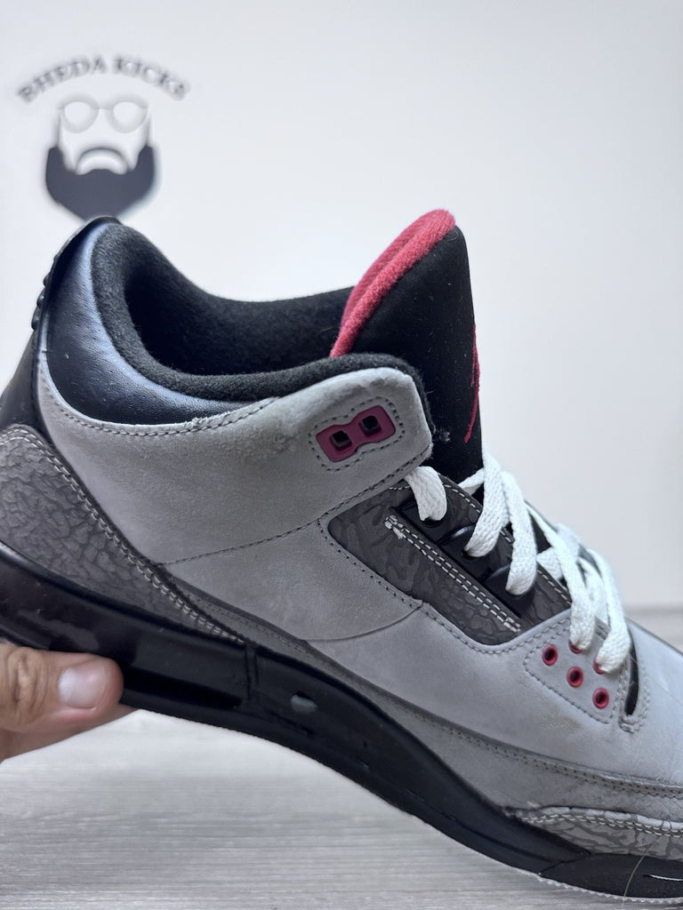 Size 12 - Air Jordan 3 Retro Stealth 136064-003 Gray Black Red Men’s Preowned