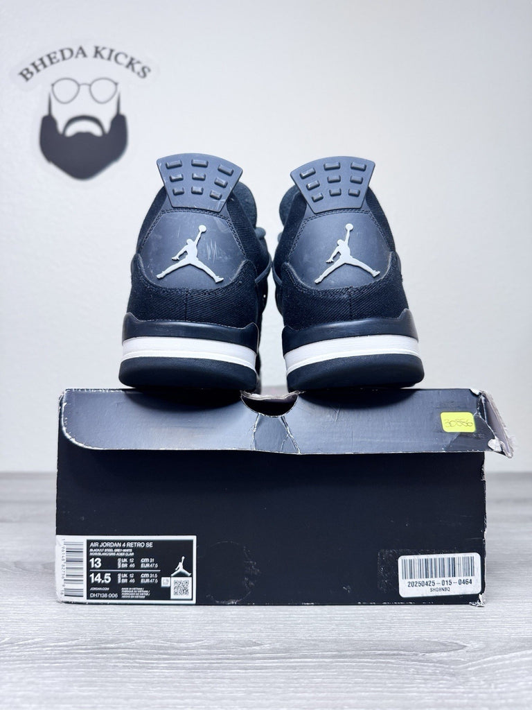 Size 13 - Nike Air Jordan 4 Retro SE Black Canvas 2022 Men's Shoes DH7138-006