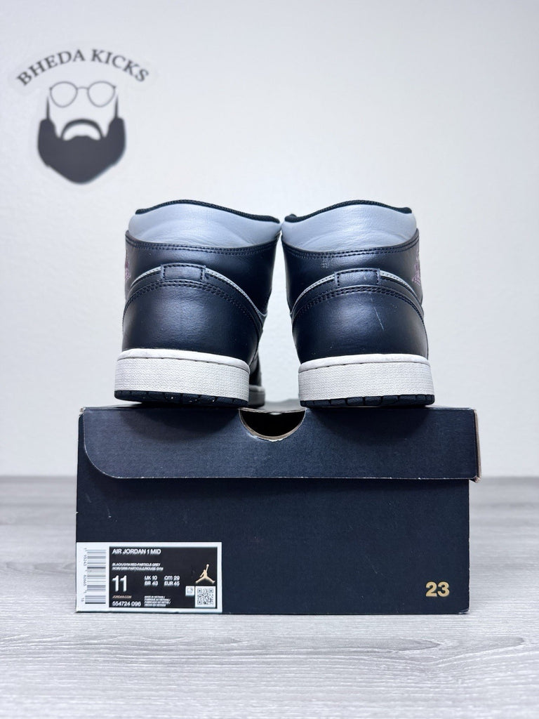 Size 11 - Nike Air Jordan 1 Sneakers Gray Black Basketball Mid Top 554724-096