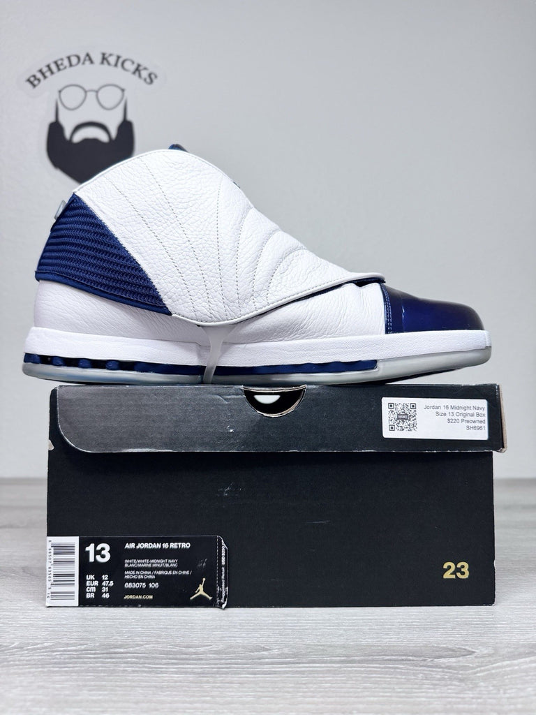 Size 13 - Air Jordan 16 Retro 2016 Midnight Navy 683075-106 Preowned Authentic