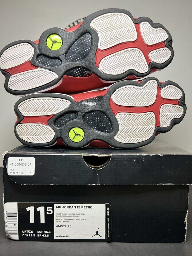 Nike Air Jordan 13 Grey Toe 2014 size 11.5 OG 414571–126 XIII White Red Preowned