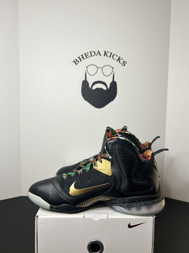 Nike Lebron IX 9 Watch the Throne Gold Black Sneaker DO9353-001 Mens Size 10.5