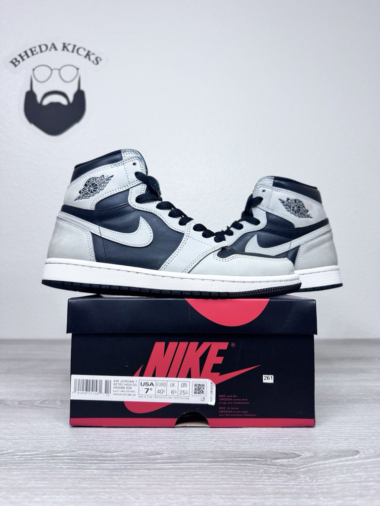 Size 7.5 - Nike Air Jordan 1 Retro High Shadow 2.0 Grey Black 555088-035
