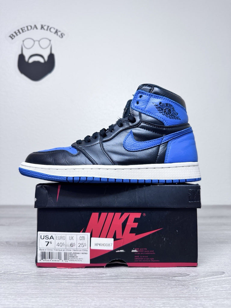 Size 7.5 - Nike Air Jordan 1 High OG Royal Blue Retro Men’s 555088-007 Preowned
