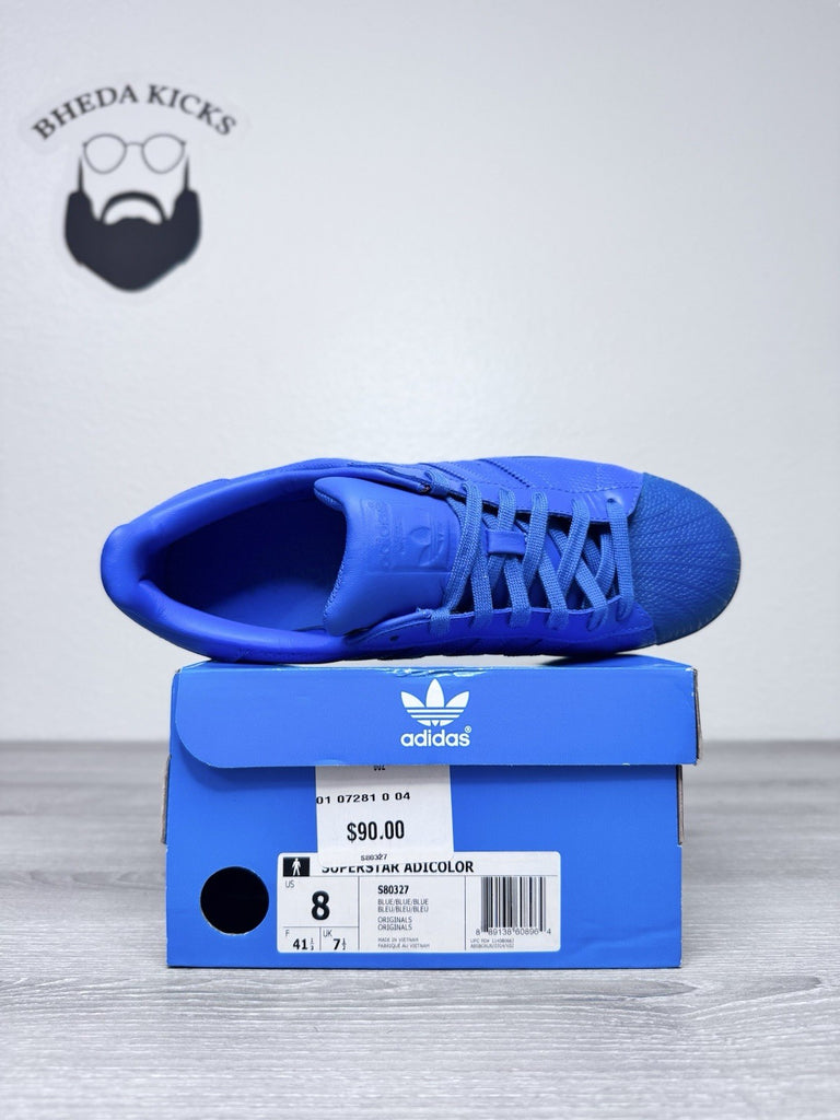 Size 8 - 2016 Adidas Superstar Adicolor Blue Tonal S80327 Sneaker Preowned