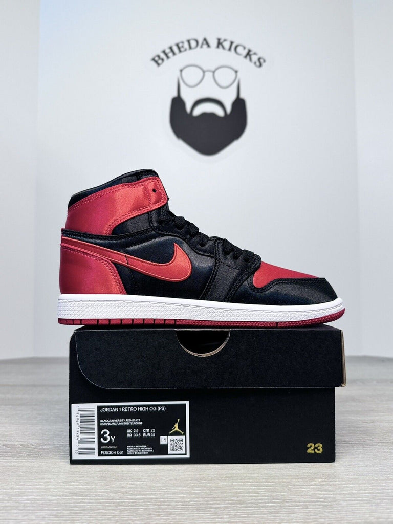 Size 3Y - Nike Air Jordan 1 High OG Satin Bred PS PreSchool FD5304-061 NEW DS