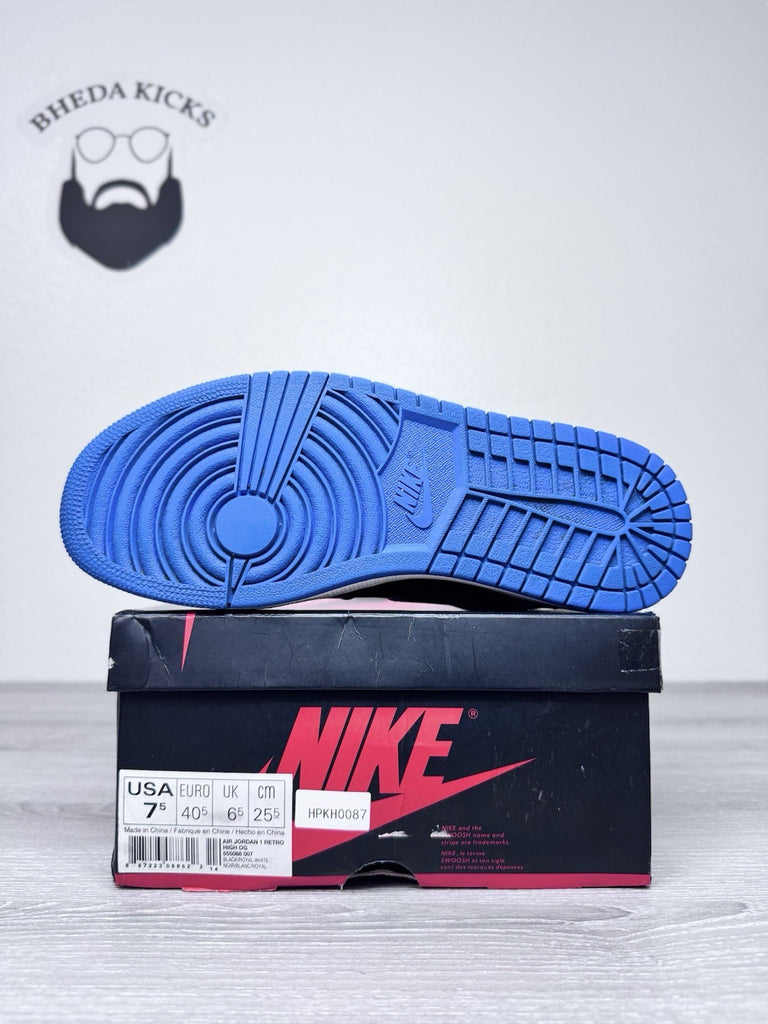 Size 7.5 - Nike Air Jordan 1 High OG Royal Blue Retro Men’s 555088-007 Preowned