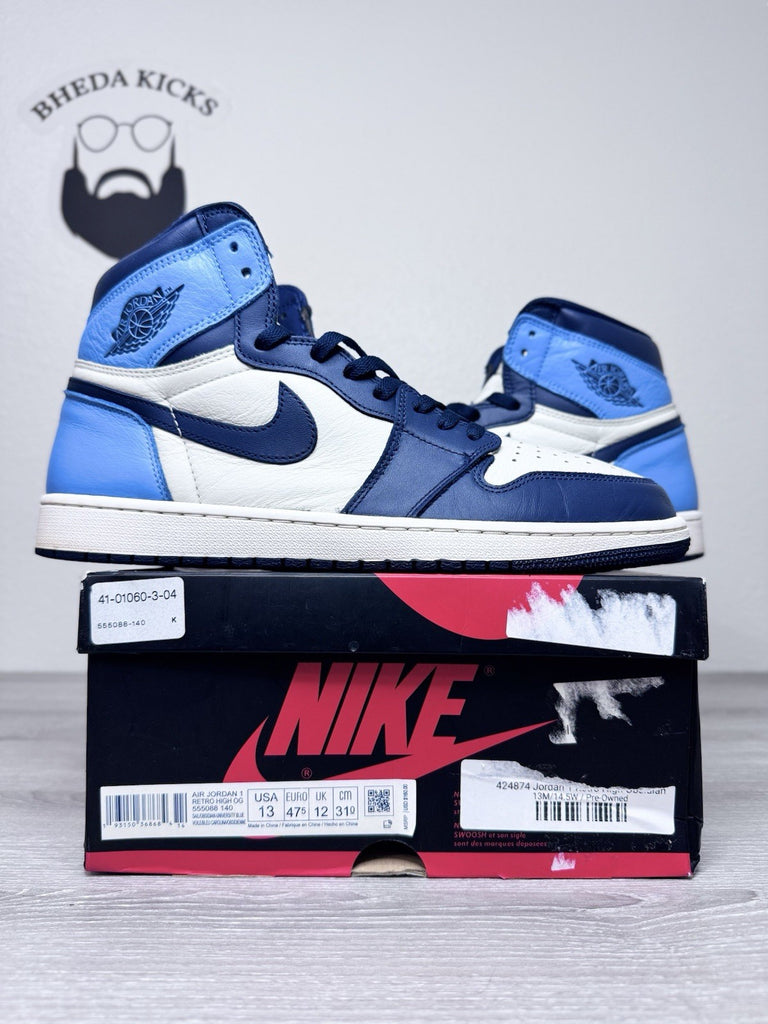 Size 13 - Nike Air Jordan 1 Retro OG High Obsidian UNC 2019 Authentic Preowned