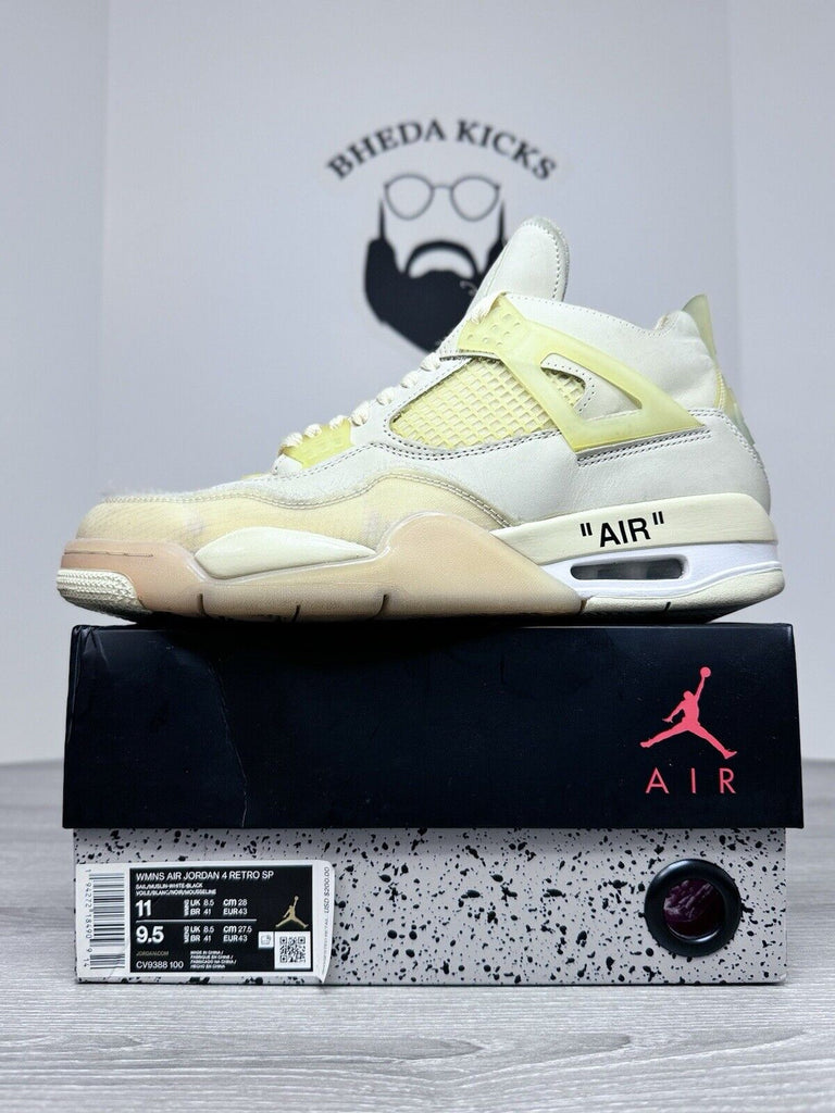 Wmns Air Jordan 4 Retro Off White Sail Size 11W/9.5 CV9388-100 Authentic Rare 