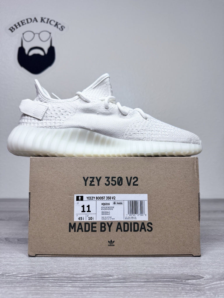 Size 11 - Adidas Yeezy 350 Boost V2 Bone Men's Sneakers White HQ6316 Preowned