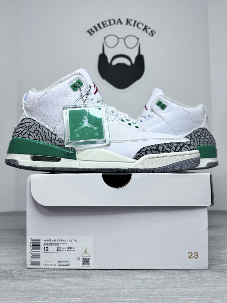 Size 12 W (10.5 Men’s) - Air Jordan 3 Retro Lucky Green Preowned CK9246-136